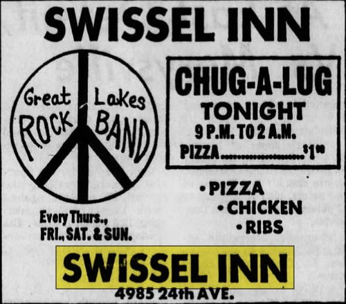 Swissel Inn - Jan 1972 Ad Chug-A-Lug (newer photo)